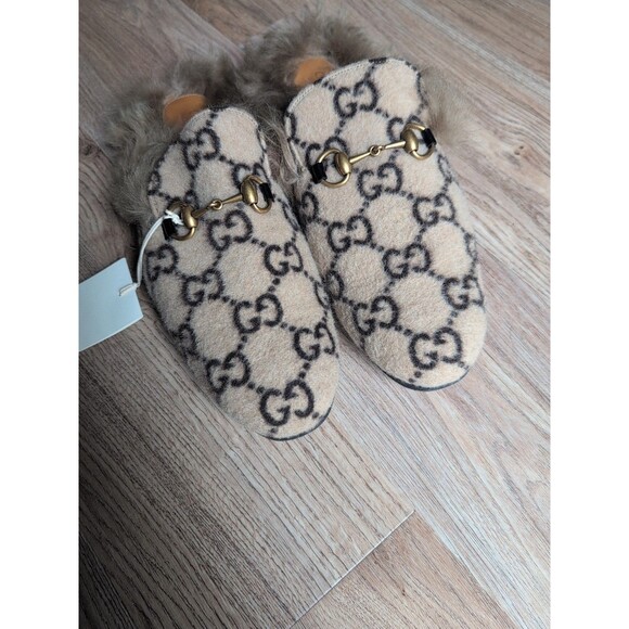Gucci Princetown GG Wool Fur Flats Mules Slip On Mens 9-9.5 - Picture 9 of 16